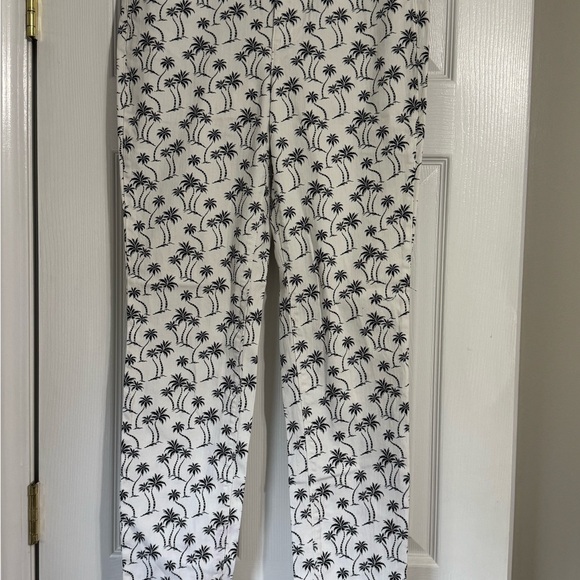 Vince Camuto Pants - Vince Camuto Black and White Palm Print Straight Leg Pants